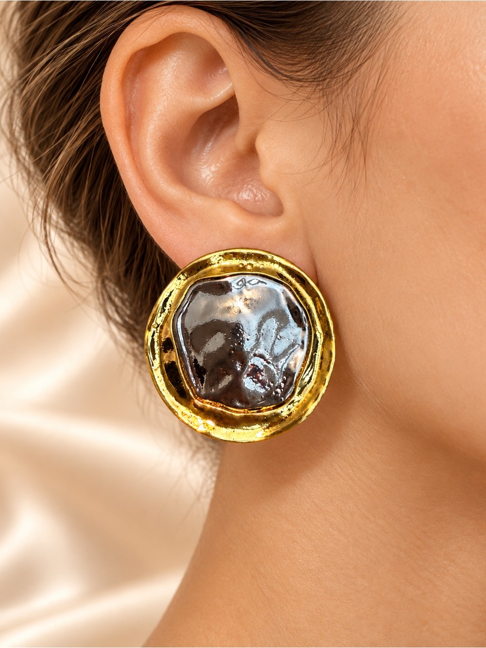 Fifi’s Golden Aura | Two Tone Sculptural Statement Stud Earrings